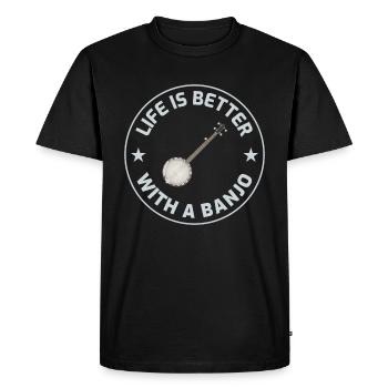 Banjo Bluegrass Music Traditional Musician Gift - Men's Premium Organic T-Shirt - black - Front - Nico (187cm)