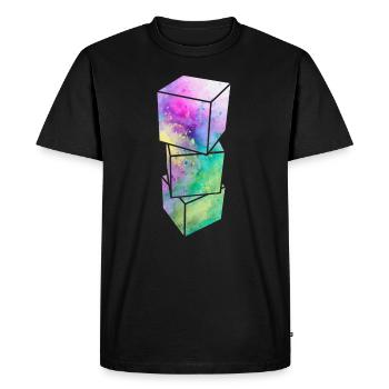 Cube 3D - T-shirt Premium bio Homme - noir - Devant - Nico (187cm)