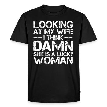 Looking at my Wife - T-shirt Premium bio Homme - noir - Devant - Nico (187cm)