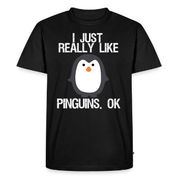 J'aime vraiment les pingouins. D'accord - T-shirt Premium bio Homme - noir - Devant - Nico (187cm)