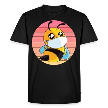 Abeille avec protège-dents au coucher du soleil - T-shirt Premium bio Homme - noir - Devant - Nico (187cm)