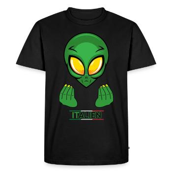 Italy Alien, Italian,Italy, Holiday, Funny - Men's Premium Organic T-Shirt - black - Front - Nico (187cm)