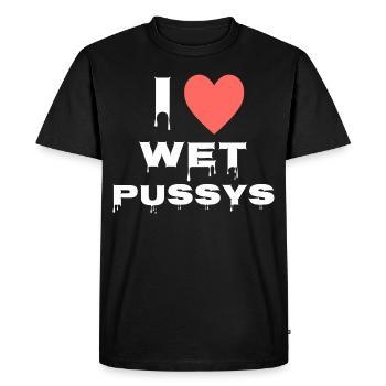 I love wet Pussys - Men's Premium Organic T-Shirt - black - Front - Nico (187cm)