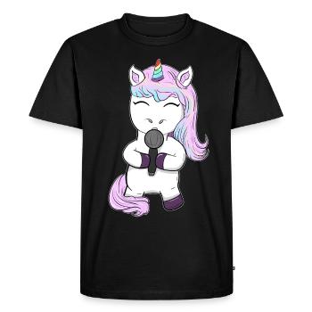 belle chanteuse licorne chantante chantant des musiciens - T-shirt Premium bio Homme - noir - Devant - Nico (187cm)