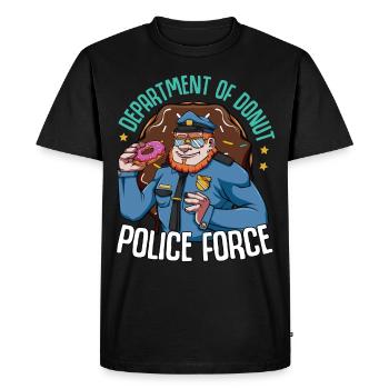 Donuts Bonbons Police Police Policier Glaçage - T-shirt Premium bio Homme - noir - Devant - Nico (187cm)