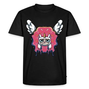 Donut chat licorne - T-shirt Premium bio Homme - noir - Devant - Nico (187cm)