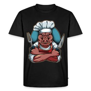 Chef porc porc sanglier cuisine cuisine cuisine animaux sauvages - T-shirt Premium bio Homme - noir - Devant - Nico (187cm)