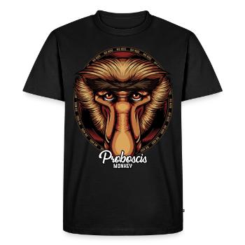 Proboscis Monkey Face Wildlife Wildlife Gift - Men's Premium Organic T-Shirt - black - Front - Nico (187cm)
