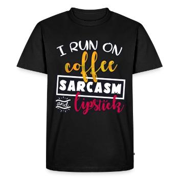 Rouge à lèvres café - T-shirt Premium bio Homme - noir - Devant - Nico (187cm)