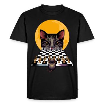 Katze Maus Schachspiel Cool Schachzug Geschenkidee - Männer Premium Bio T-Shirt - Schwarz - Vorne - Nico (187cm)