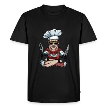 Cool chef chef cuisine chef chapeau - T-shirt Premium bio Homme - noir - Devant - Nico (187cm)