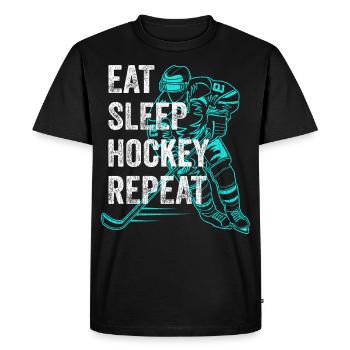Manger dormir Hockey Répéter le hockey disant vintage - T-shirt Premium bio Homme - noir - Devant - Nico (187cm)