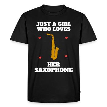 Cadeau saxophone saxophoniste saxo femme fille - T-shirt Premium bio Homme - noir - Devant - Nico (187cm)