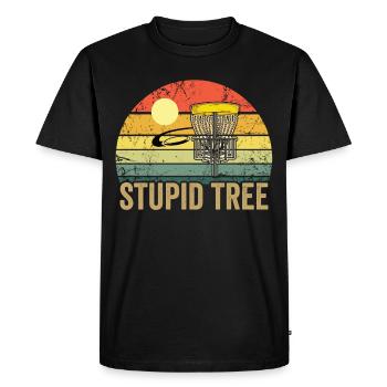 VINTAGE DISC GOLF ARBRE STUPIDE - T-shirt Premium bio Homme - noir - Devant - Nico (187cm)