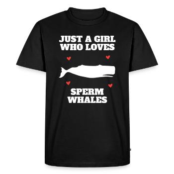Juste une fille qui aime les cachalots Funny Girls - T-shirt Premium bio Homme - noir - Devant - Nico (187cm)