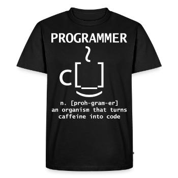 Programmeur Je transforme le café en développeur de cadeaux de code - T-shirt Premium bio Homme - noir - Devant - Nico (187cm)