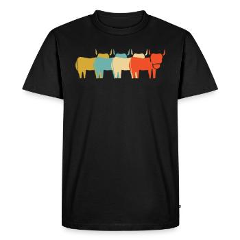 Retro Vintage Highland Cattle - Men's Premium Organic T-Shirt - black - Front - Nico (187cm)