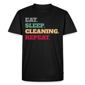Drôle de nourriture Nettoyage De Sommeil Répétition - T-shirt Premium bio Homme - noir - Devant - Nico (187cm)