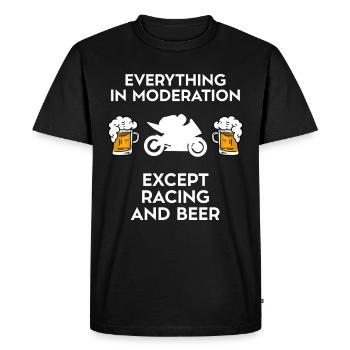 Moto Drôle moto Racing et bière - T-shirt Premium bio Homme - noir - Devant - Nico (187cm)