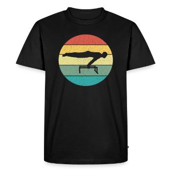 Retro Vintage Calisthenics Calisthenics Planche - T-shirt Premium bio Homme - noir - Devant - Nico (187cm)