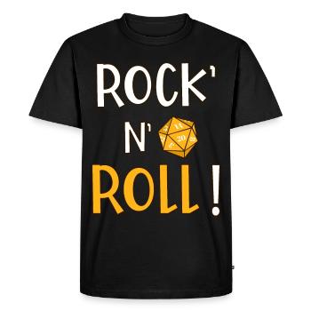 Rock' n' roll ! Humour jeu de rôle musique dés d20 - T-shirt Premium bio Homme - noir - Devant - Nico (187cm)