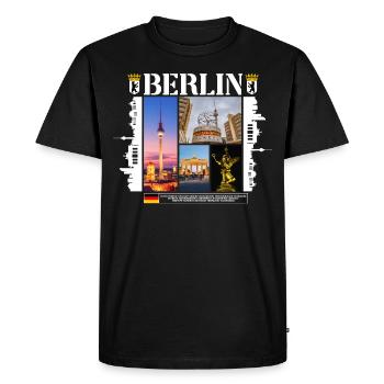 Berlin Allemagne Ville Skyline Accueil Amour - T-shirt Premium bio Homme - noir - Devant - Nico (187cm)