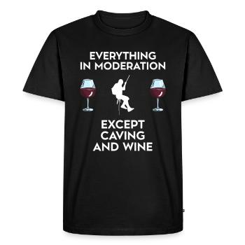 Spéléologie et vin - T-shirt Premium bio Homme - noir - Devant - Nico (187cm)