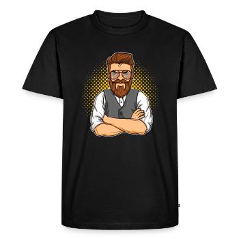 Hipster. Style. Barbe. Man. Shirt. idée cadeau - T-shirt Premium bio Homme - noir - Devant - Nico (187cm)