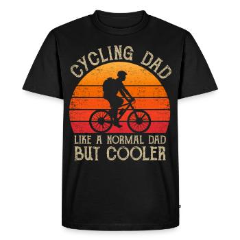 Père Papa VTT Vélo Rétro Vintage - T-shirt Premium bio Homme - noir - Devant - Nico (187cm)