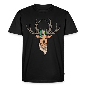 Tête de cerf bois de cerf amérindien sauvage - T-shirt Premium bio Homme - noir - Devant - Nico (187cm)