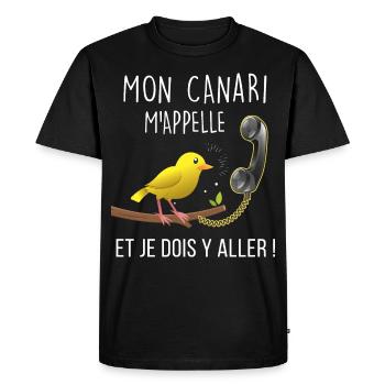 Oiseau Canari, Mon canari m'appelle idée Cadeau - T-shirt Premium bio Homme - noir - Devant - Nico (187cm)