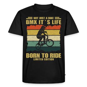 BMX IT’S LIFE Vintage Retro Hobby Sport Vélo - T-shirt Premium bio Homme - noir - Devant - Nico (187cm)
