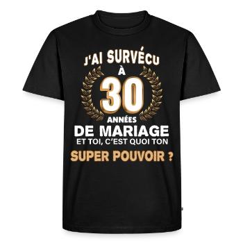 30 années de mariage Noces de Perle Cadeau mari - T-shirt Premium bio Homme - noir - Devant - Nico (187cm)
