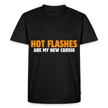 Hot flashes are my new cardio-sarcastic - Men's Premium Organic T-Shirt - black - Front - Nico (187cm)