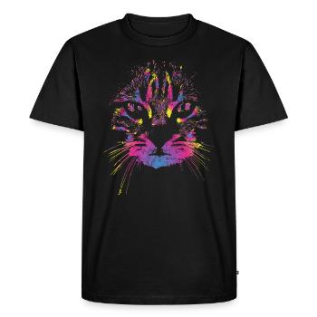 Chat coloré - T-shirt Premium bio Homme - noir - Devant - Nico (187cm)