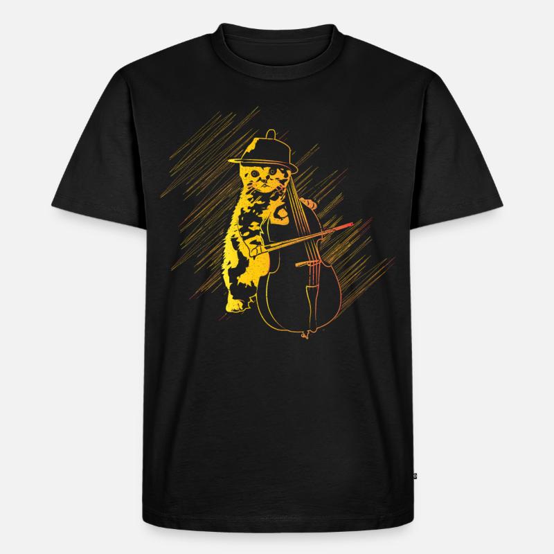 Katze Cello Geschenk - Männer Premium Bio T-Shirt - Schwarz
