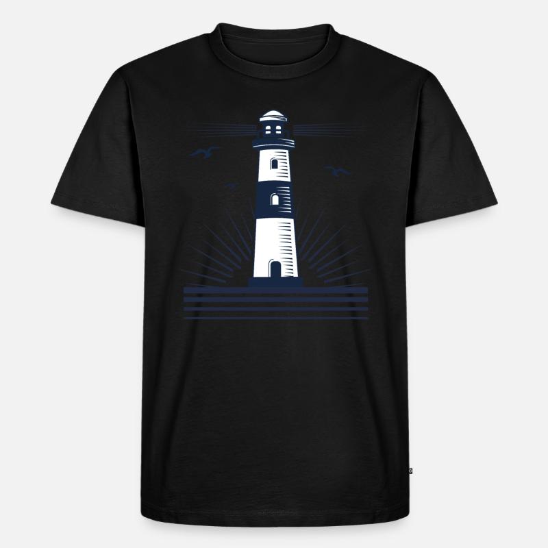 Leuchtturm mit Möwen - Männer Premium Bio T-Shirt - undefined