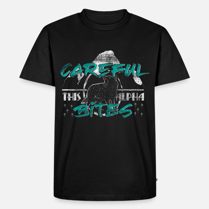 Wolf Alphawolf Geschenk - Männer Premium Bio T-Shirt - Schwarz