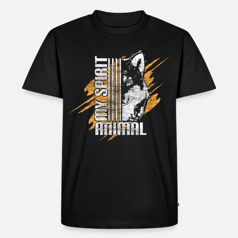 Wolf Tier Geschenk - Männer Premium Bio T-Shirt - Schwarz