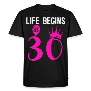 La vie commence à 30, 30 ans - T-shirt Premium bio Homme - noir - Devant - Nico (187cm)