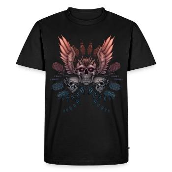 Mechanical Skull + Wings - Men's Premium Organic T-Shirt - black - Front - Nico (187cm)