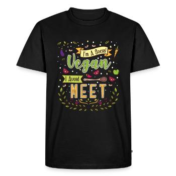 Rencontre de Vergan social Eviter fruits cadeau - T-shirt Premium bio Homme - noir - Devant - Nico (187cm)