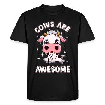 Vache bébé veau vaches Mignonne bande dessinée Kawaii - T-shirt Premium bio Homme - noir - Devant - Nico (187cm)