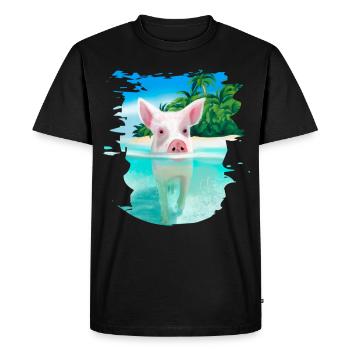 Bahamas Porcs nageant Cochon Plage amusante - T-shirt Premium bio Homme - noir - Devant - Nico (187cm)