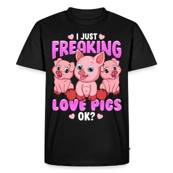 J'adore les cochons cadeau de cochon doux - T-shirt Premium bio Homme - noir - Devant - Nico (187cm)
