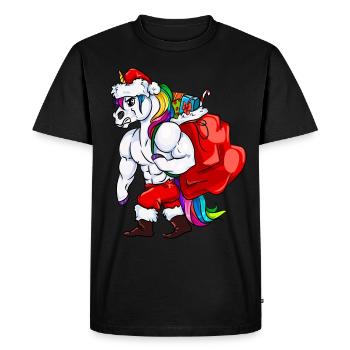 Cadeaux Père Noël Licorne Grumpy Licorne - T-shirt Premium bio Homme - noir - Devant - Nico (187cm)
