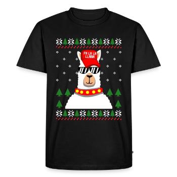 Cooles Lama Weihnachten Ugly Christmas Geschenk - Männer Premium Bio T-Shirt - Schwarz - Vorne - Nico (187cm)