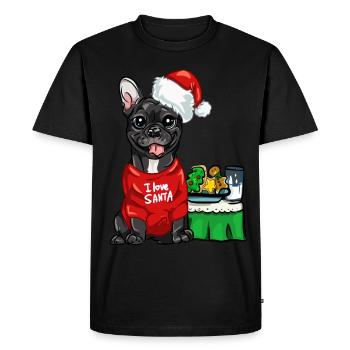 French Bulldog Santa Claus Frenchie - Men's Premium Organic T-Shirt - black - Front - Nico (187cm)