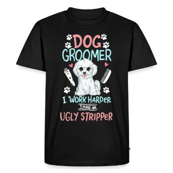 Toiletteur pour chiens Salon de chien Salon de coiffure pour chiens - T-shirt Premium bio Homme - noir - Devant - Nico (187cm)
