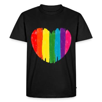 Lgbt Rainbow Heart - Men's Premium Organic T-Shirt - black - Front - Nico (187cm)